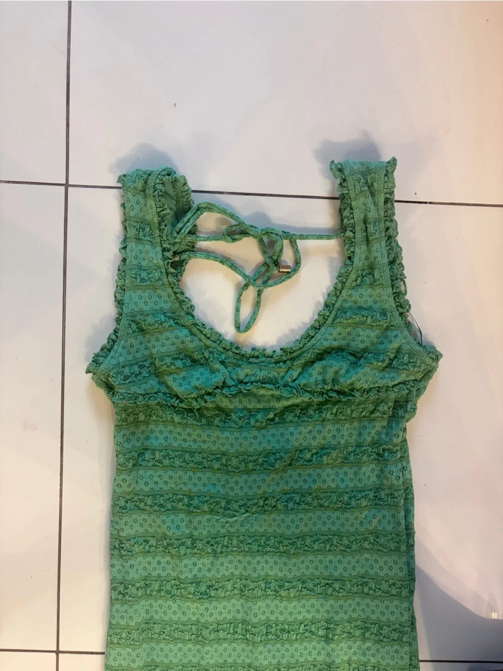 Green Patterned Knit Midi Dress